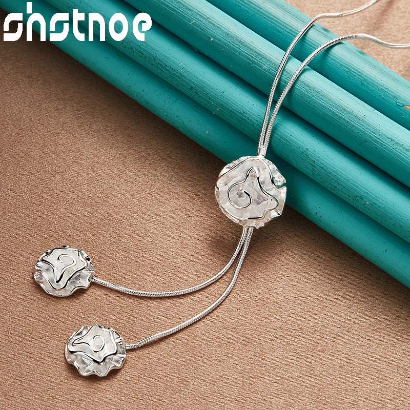 

SHSTONE 925 Sterling Silver Three Rose Flower Chain Necklace Fashion Charm Jewelry For Women Engagement Wedding Party Birthday