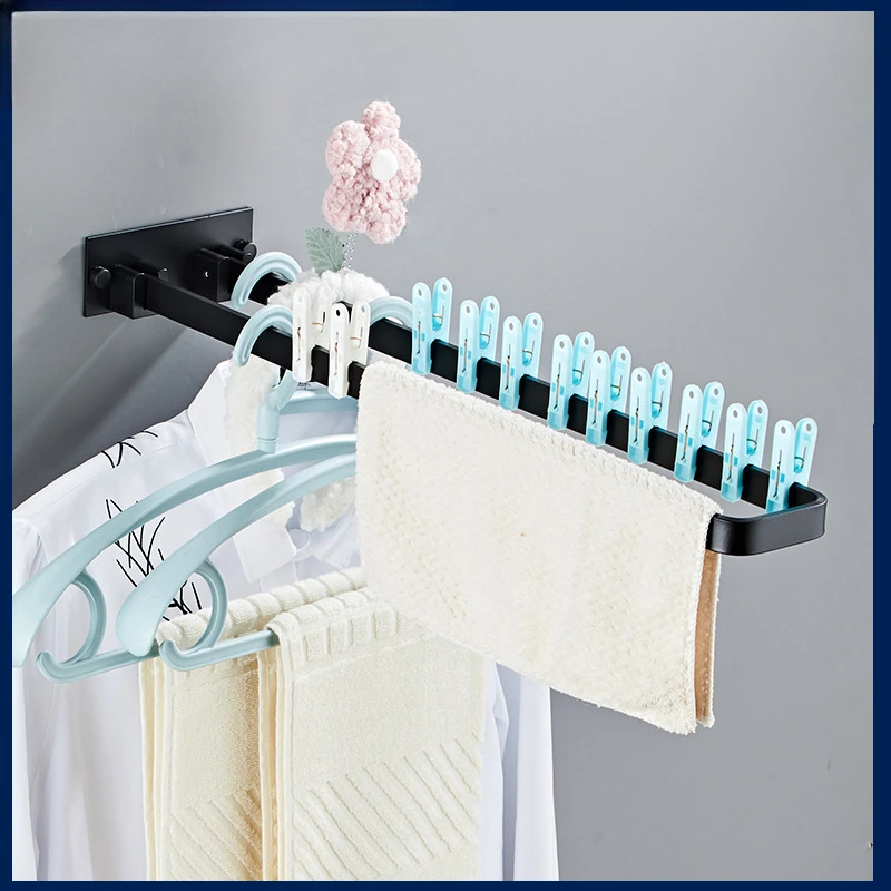 

Punch-Free Clothes Hanger, Dual-Purpose Retractable Clothesline, Pull-out Folding, Rotating Clothing Rod