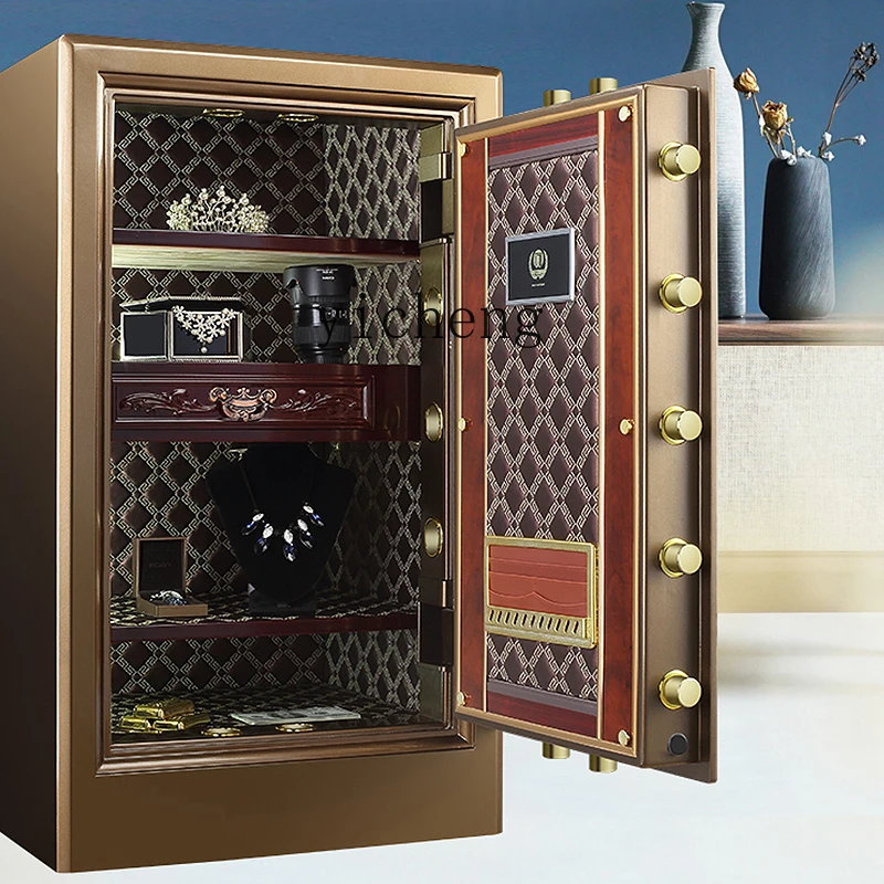 TQH Mesita de noche antirrobo totalmente de acero con huella dactilar + contraseña segura inteligente de alta gama para oficina en casa