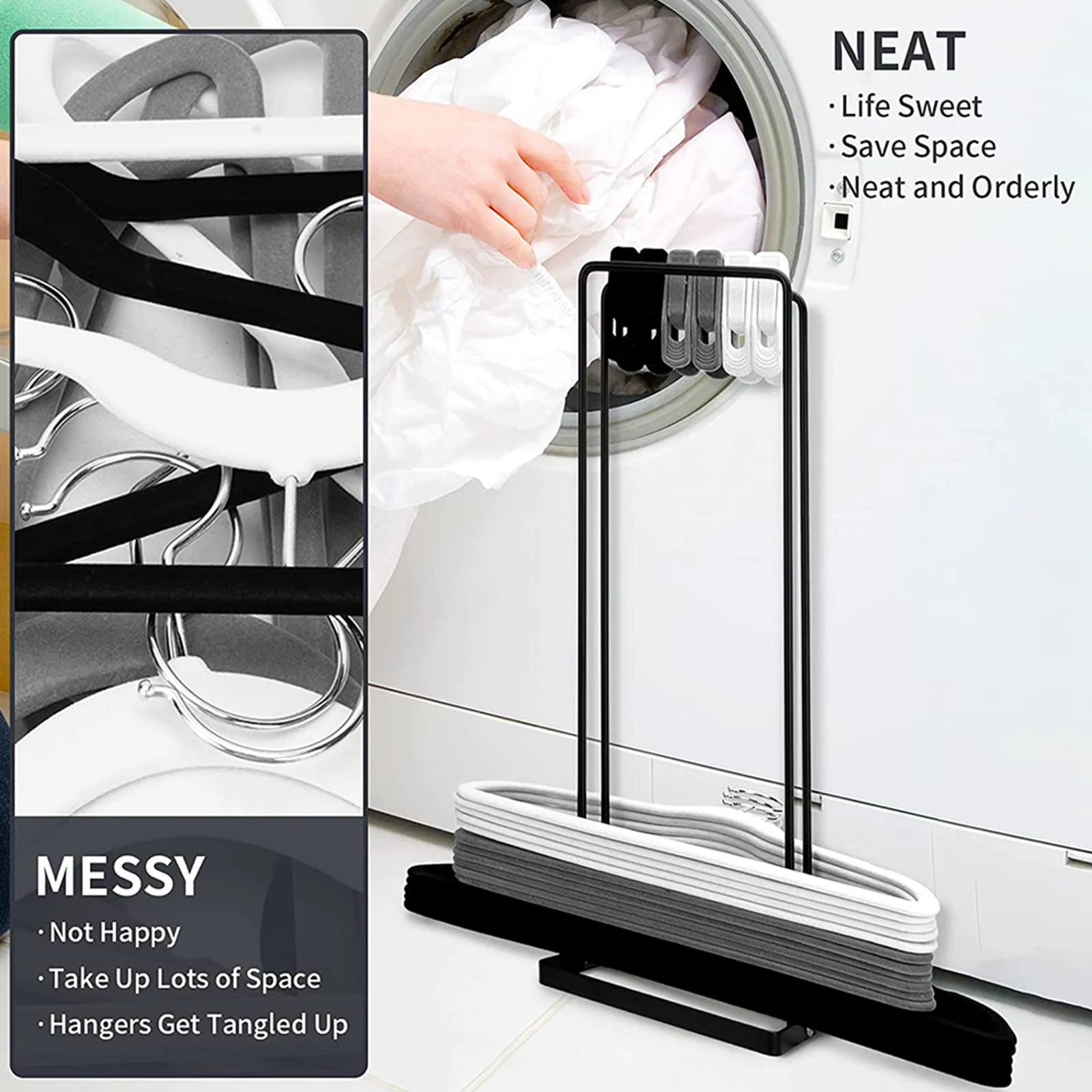 1/2 Pcs Hanger Organizer Stacker Large Capacity Metal Hanger Holder Stand Detachable Space Saving for Clothes Hanger Storage