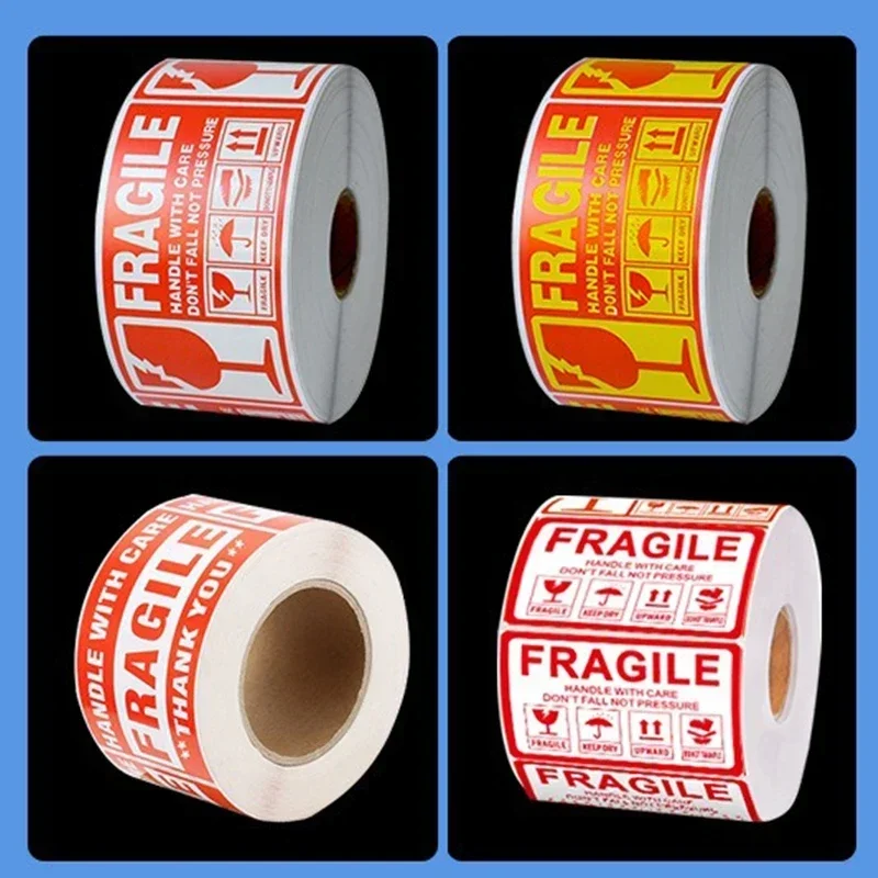 Fragile Stickers Express Logistics Carton Warning Self-adhesive Paper Disposable English Roll Identification Label Stickers