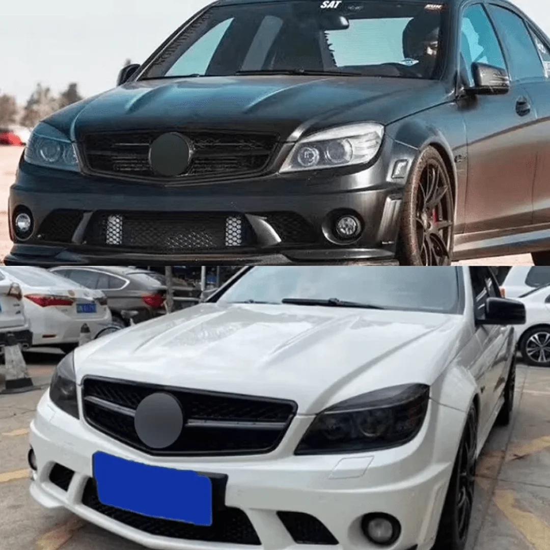 Glossy Black Mesh Front Grille For Mercedes Benz W204 C63 2008-2014 C Class Upgrade Styling Accessories view 2