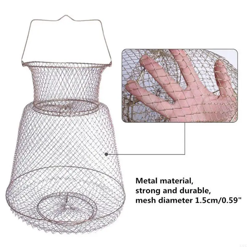 XXFC Floatable Galvanized Steel Wire Fish Baskets,Floating Wire Collapsible Fish Cage