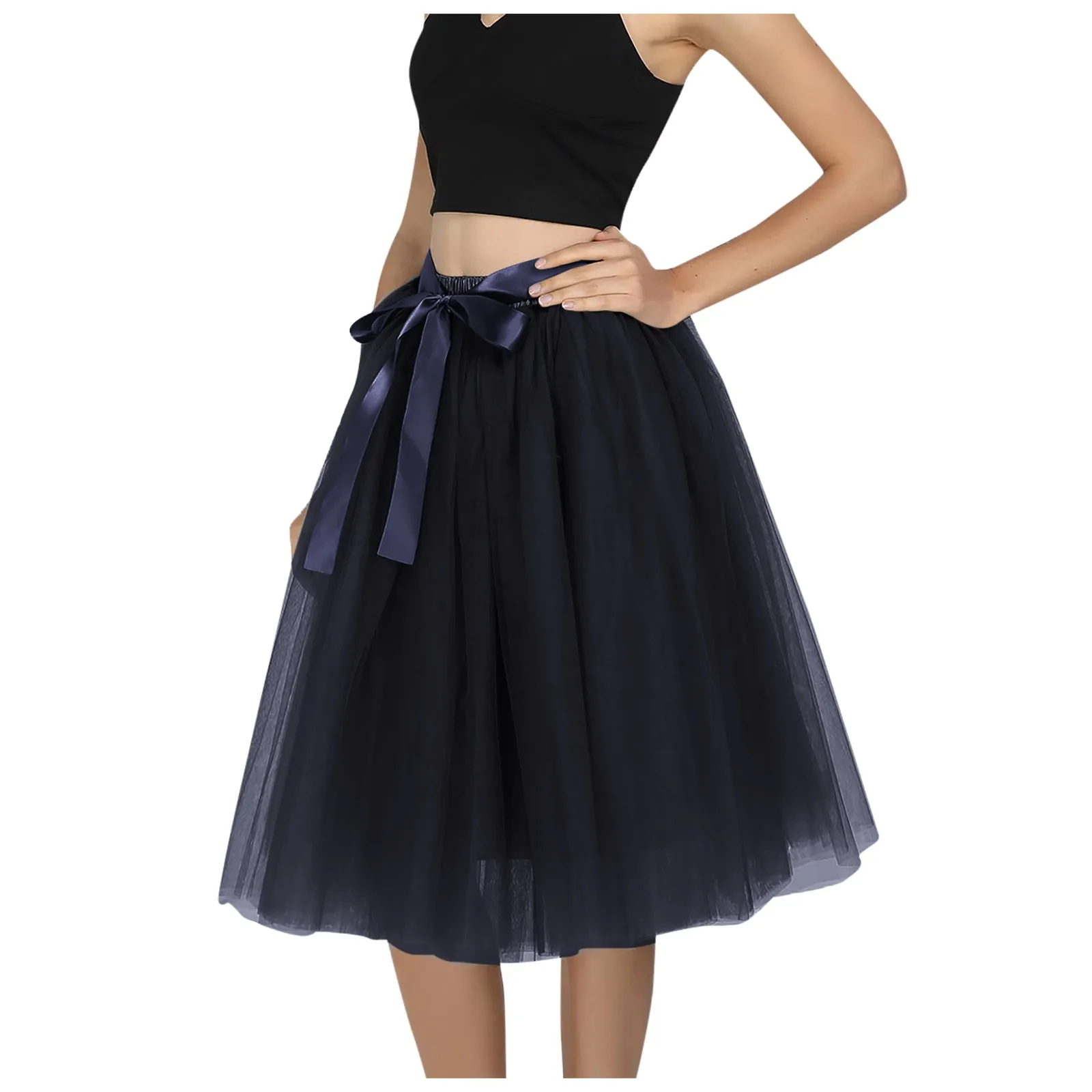 

Casual Skirt A-line Stretchy Women Versatile Flared Mini Skirt Elegant High Elastic Waist Knee Length Puffy Bubble Skirts Summer