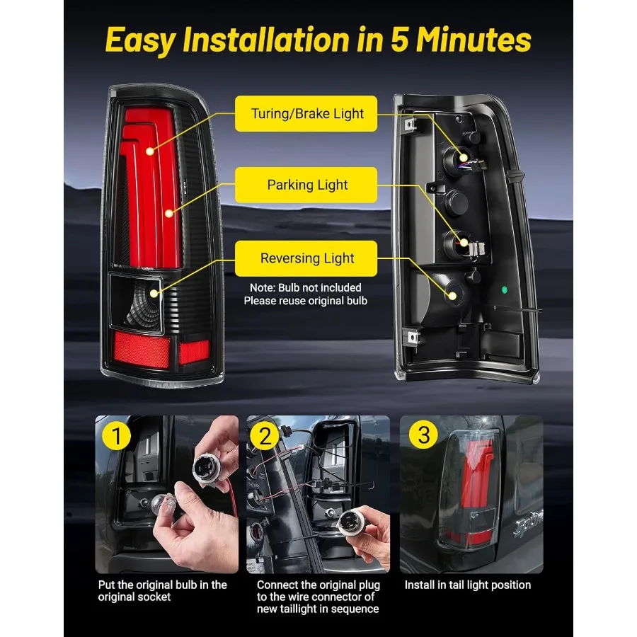 LED-achterlichten montage ontworpen voor 19992002 Chevy Silverado en 19992007 GMC Sierra Classic gerookte lens vrachtwagen achterlicht met