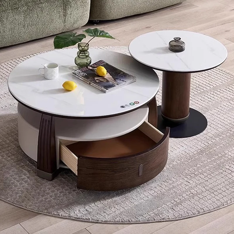 طاولة القهوة المستديرة اللطيفة تحويل الأدراج مصمم رخيصة الملحقات طاولة جانبية غرفة نوم أثاث غرفة المعيشة البسيطة #3