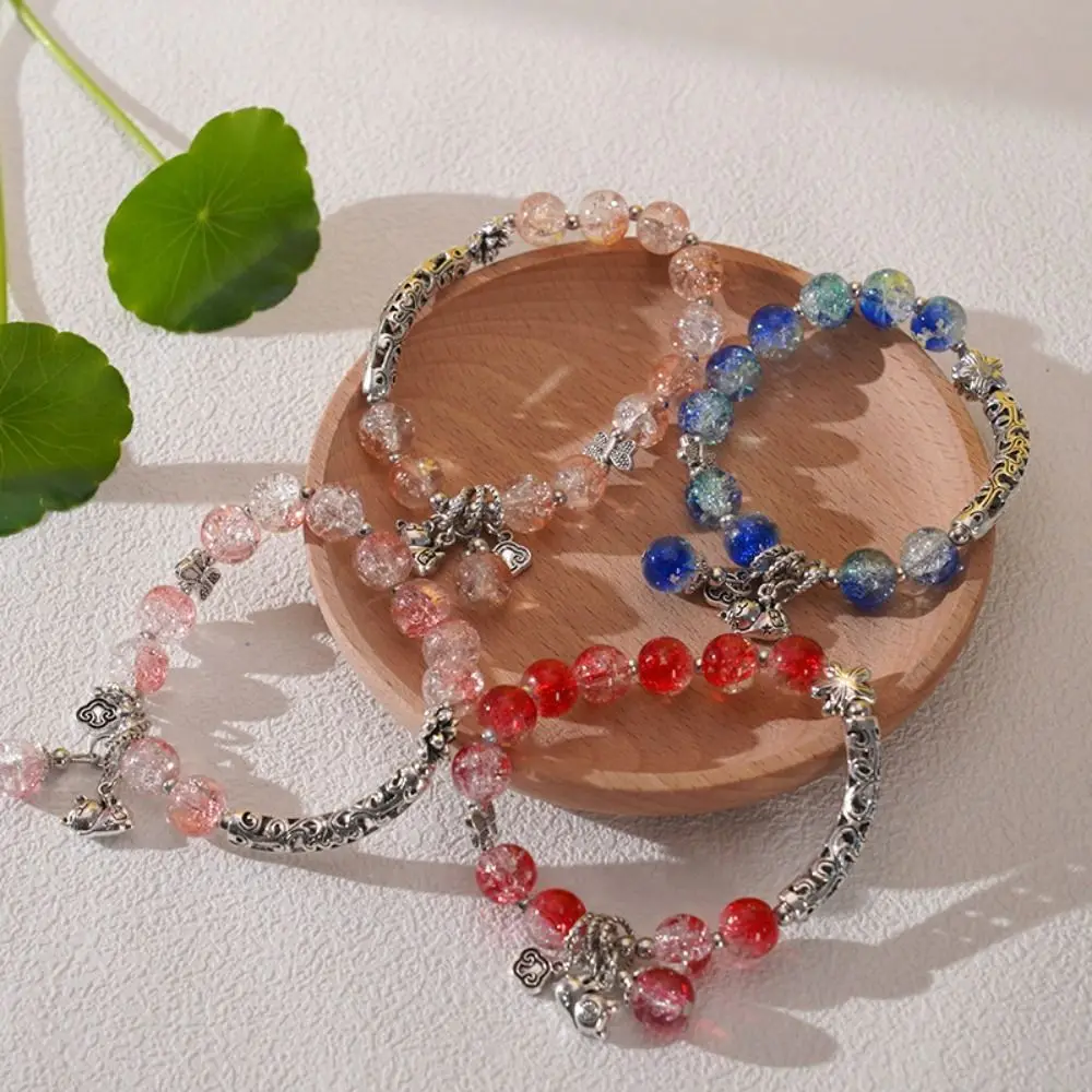 Lucky Cat Glass Beaded Bracelet Colour Mixture Tribal Style Burst Bead Bracelet Butterfly Chinese Style Women Bracelet Lady