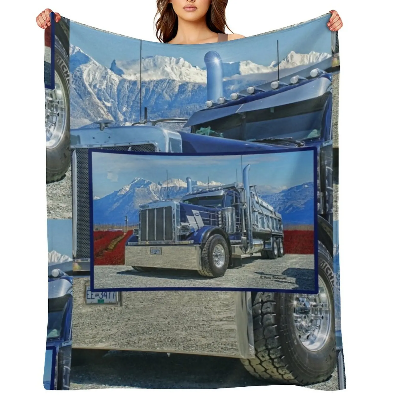 

Peterbilt Dumptruck Throw Blanket Bed Fashionable halloween Luxury Cute Plaid Blankets