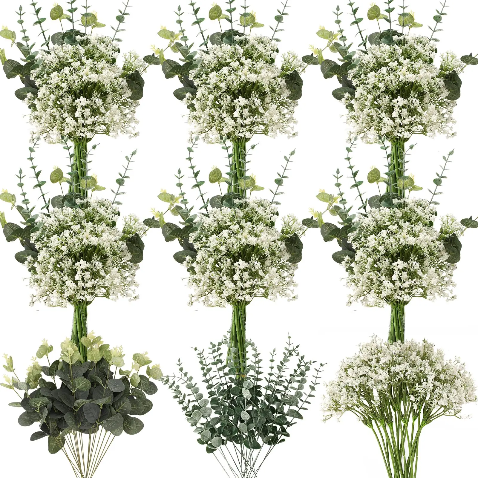 30 Uds. De flores artificiales, ramo de aliento para bebés, flor falsa de Gypsophila de plástico para centros de mesa de boda, decoración de fiesta y habitación del hogar