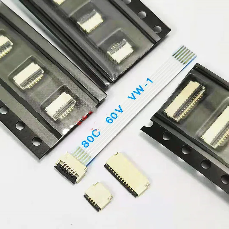 10 قطعة FPC مرنة كابل مسطح موصل مقبس 0.5 مللي متر الملعب الجبهة الإدراج الخلفي قفل اتصال على الوجهين 1.0 مللي متر الارتفاع