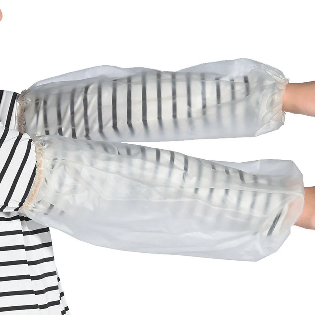 

3Pairs Transparent PVC Cleaning Sleeves Oilproof Arm Covers Elastic Double End Kitchen Cooking Protective Oversleeves
