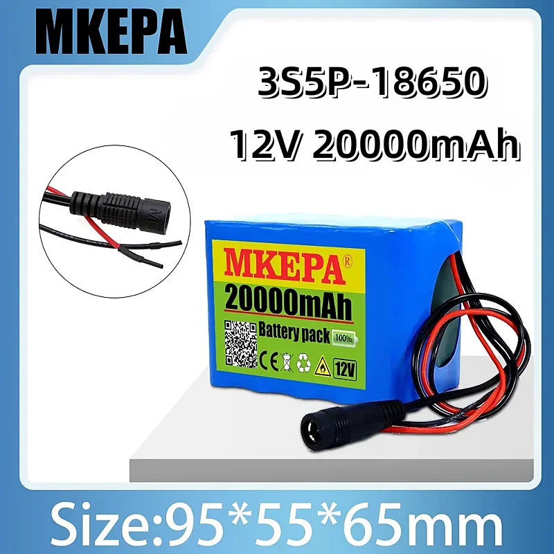 NEW 12V 20000mah 18650 lithium battery pack 3s5p large capacity built-in BMS 20Ah, suitable for small power electronic equipment