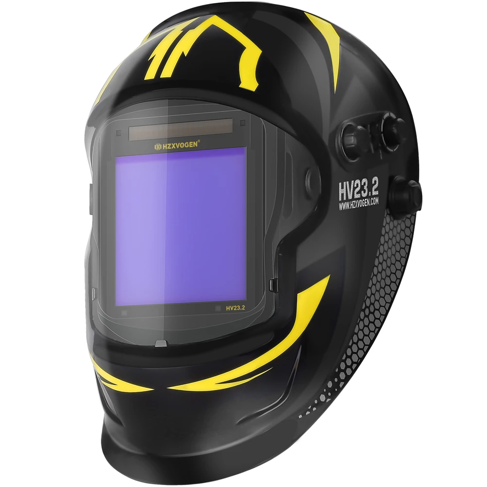 HZXVOGEN Welding Helmet Large Viewing True Color Solar Powered Welding Mask for TIG MIG MMA CUT DIN4 1/1/1/2 Soldering Mask