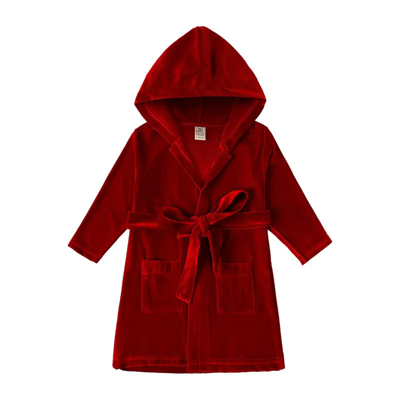 

Christmas Baby Boys Girls Bathrobe Hooded Kids Sleepwear Robes Autumn Winter Warm Children's Pajama Long Sleeve Kids Robes