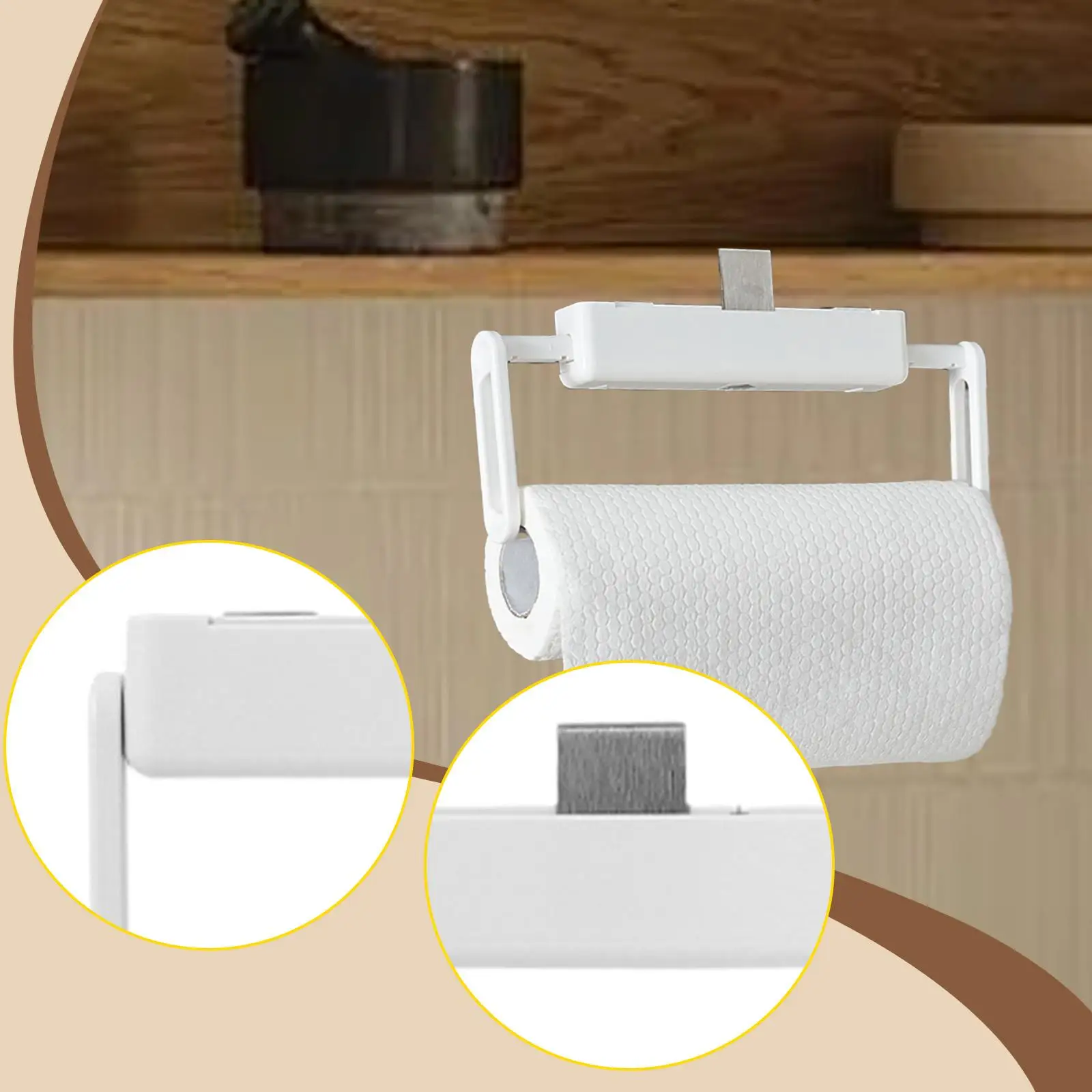 

Modern Kitchen Paper Towel Holder Under Sink Telescopic Tissue Rack for Bathroom and Cabinet Storage