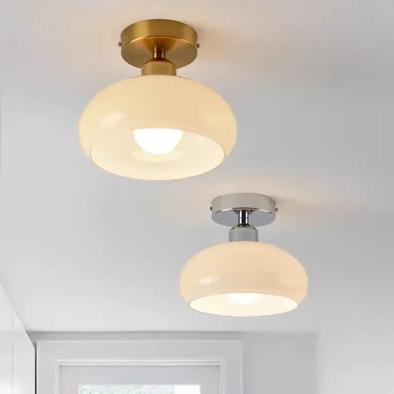 Nordic Ceiling Glass Lamp Balcony Home Checkroom Light Simple Corridor Entrance Hallway Decoration Indoor Lighting Chandeliers