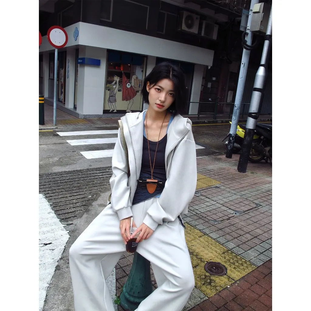 

COMOS CMS Autumn New Korean Style Casual Simple Sport Hoodie Jacket Women's 255168 Comfortable Streetwear Top