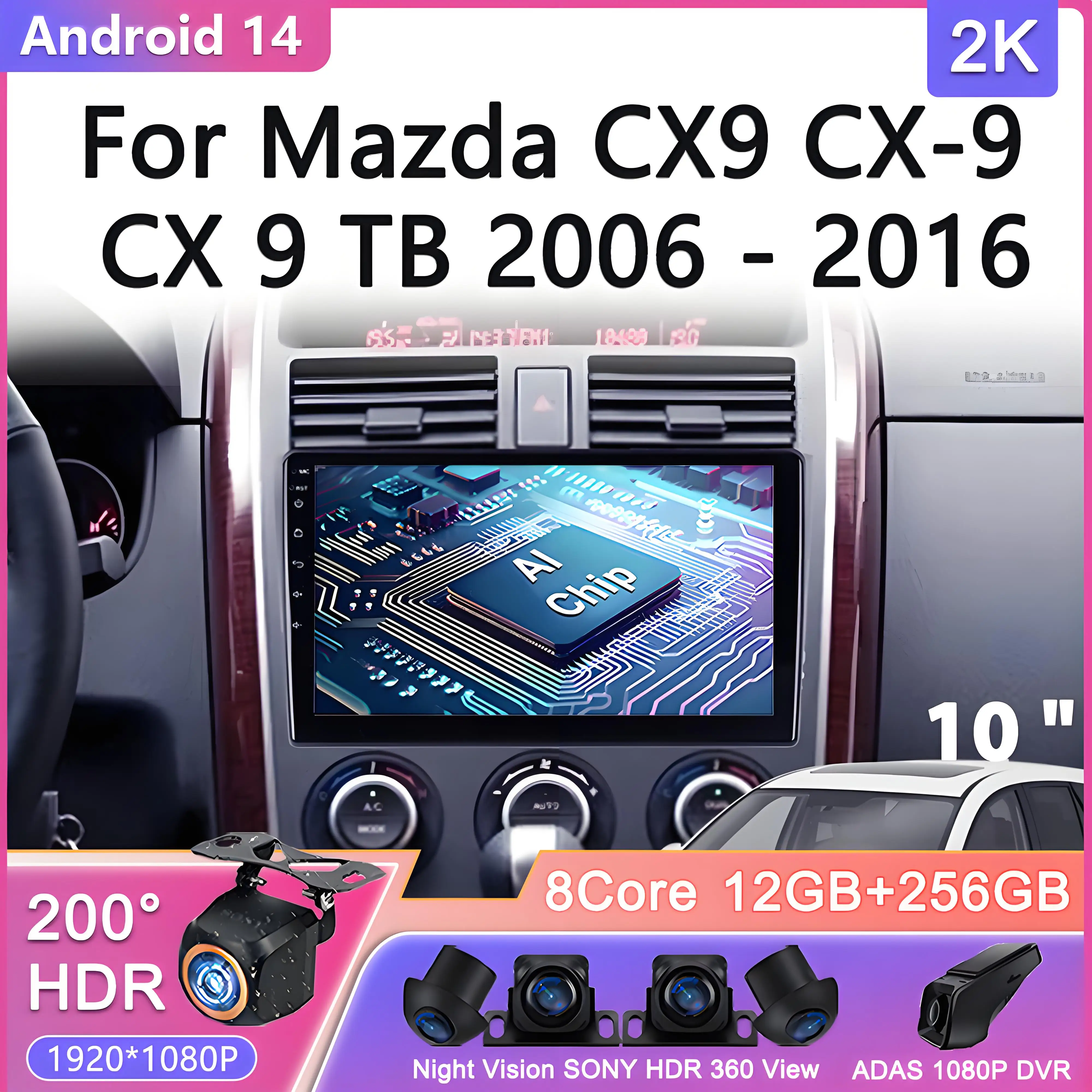 

Android 14 For Mazda CX9 CX-9 CX 9 TB 2006 - 2016 Car Radio Multimedia Video Player Navigation Monitor Screen TV lettore Video