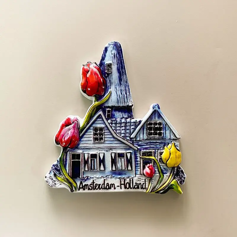 

Amsterdam 3D Tulip Windmill House Refrigerator Magnets Dutch Tourist Souvenirs Creative Speciality Souvenir Magnet