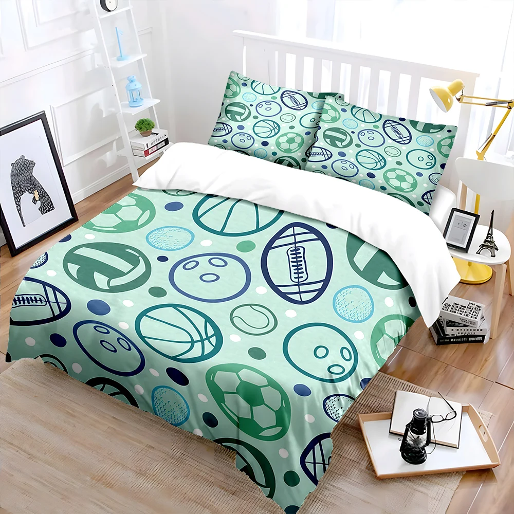 Various Ball Pattern Background Duvet Cover Set Digital Print Colorful Polyester Bedding with Zipper Closur for kids gifts