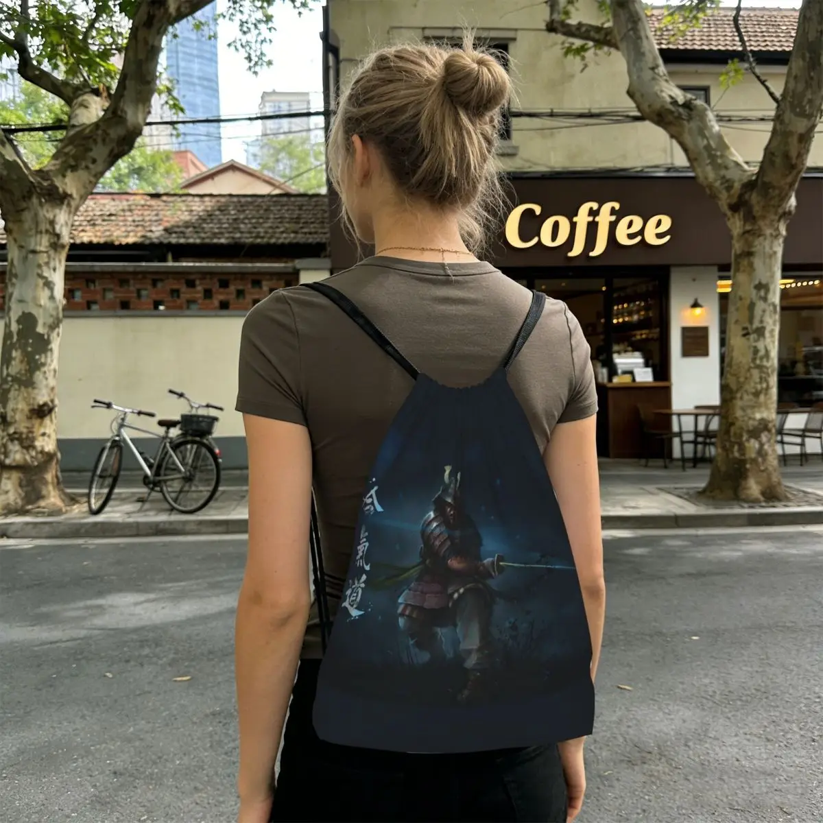Samurai Spirits Backpacks Portable Drawstring Bags Sundries Bag Book Bags for Travel School