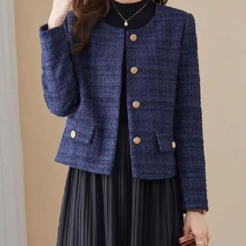 Short 2026 Fragrant Jacket, Spring and Autumn Women Fashion Round Neck New Top, Foreign Temperament Suit, High-end Woolen Coat