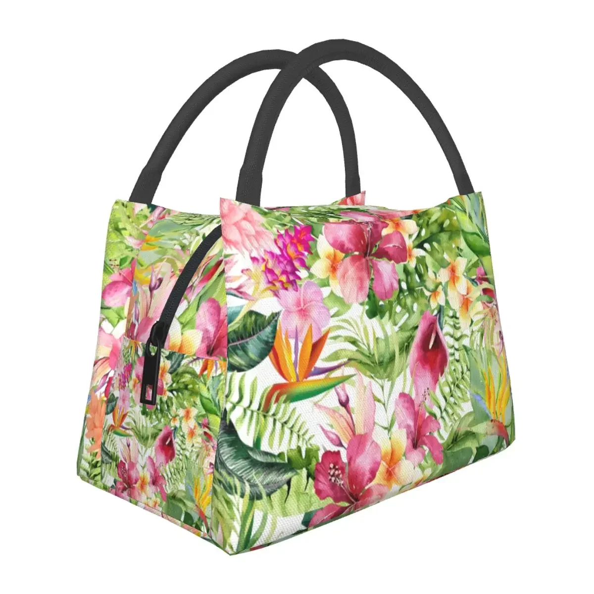 Bolsa de almuerzo de flores brillantes, fiambrera de diseño gráfico Floral Hawaiano Tropical, bolsa enfriadora de viaje, bolsas de comida