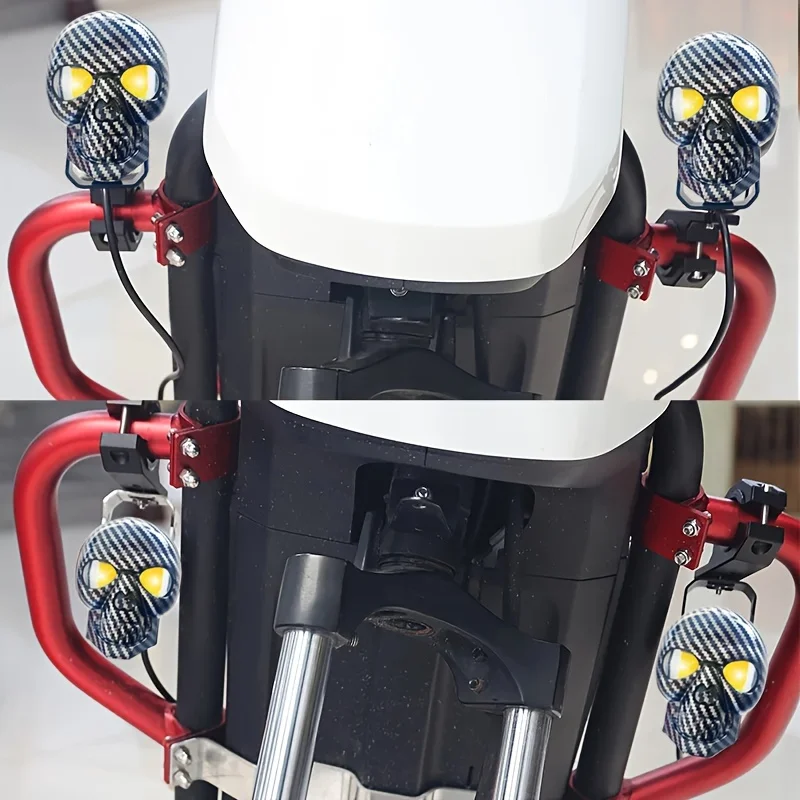 دراجة نارية القيادة الضباب s LED Pod s بار الجمجمة على شكل رؤوس xiliary لسيارة جيب الطرق الوعرة شاحنة ATV UTV قارب #5