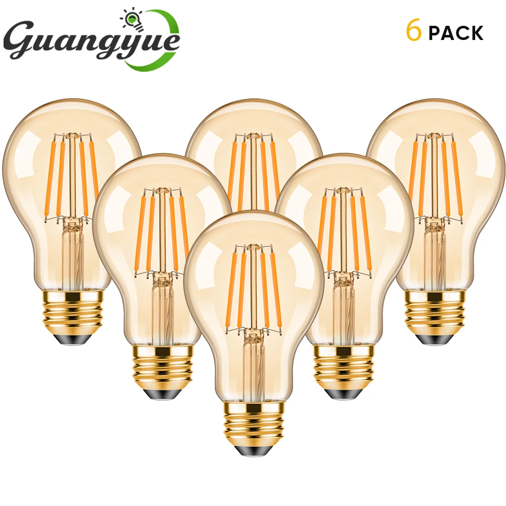 

Vintage Edison Light Bulb A19 LED Filament Bulb 4W 220V Retro 2700K Warm White E27 Amber Glass LED Lamp for Living Room Kitchen