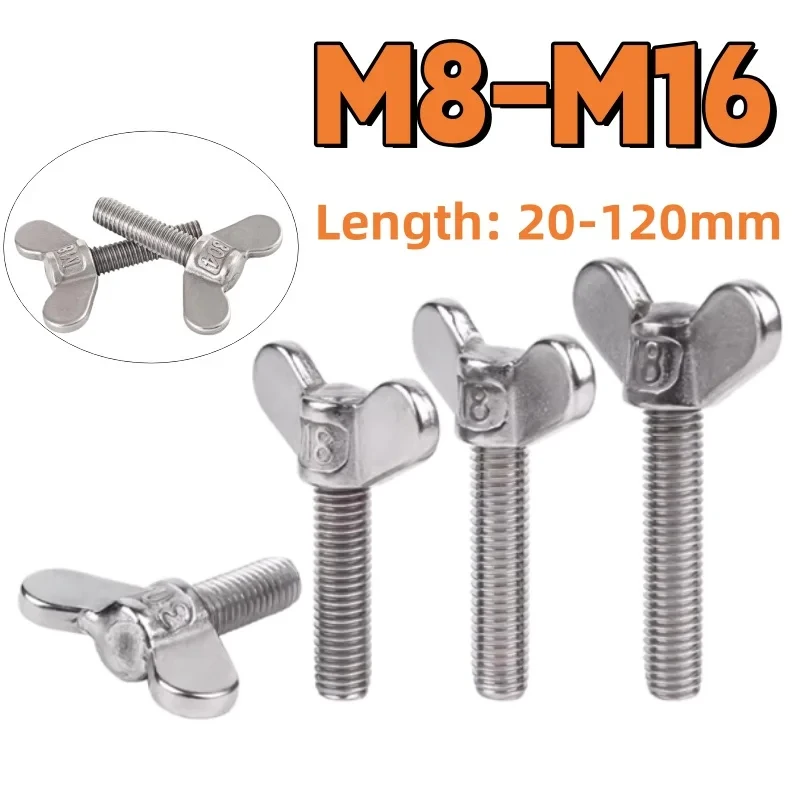 

M8 M10 M12 M14 M16 304 Stainless Steel Butterfly Screws / Wing Bolts Thumb Screws Hand Claw Fasteners DIN316 A2-70