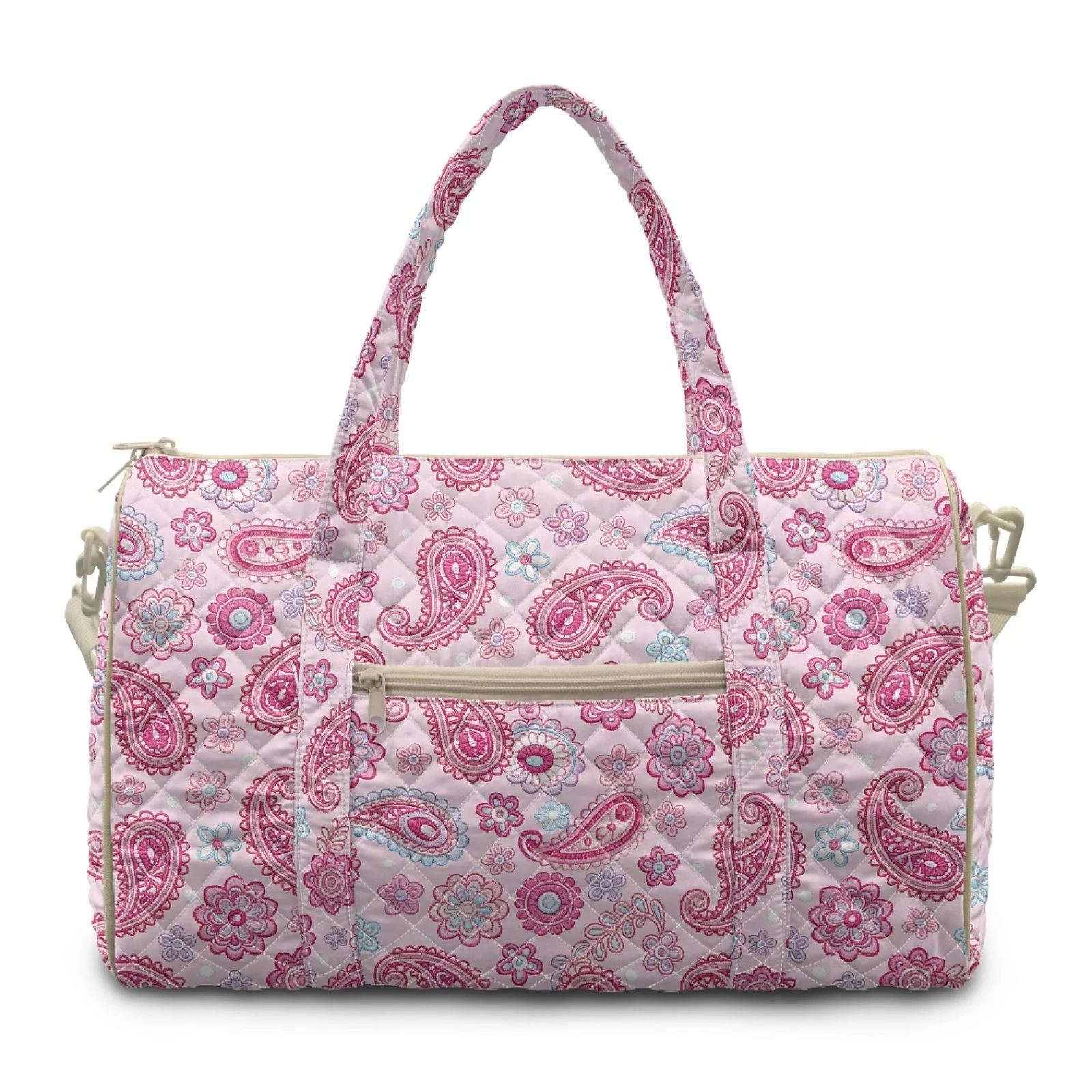 Coloranimal Pink Pattern New Trend Adjustable Strap Quilted Duffle Bag for Workout Polyester Gym Bag