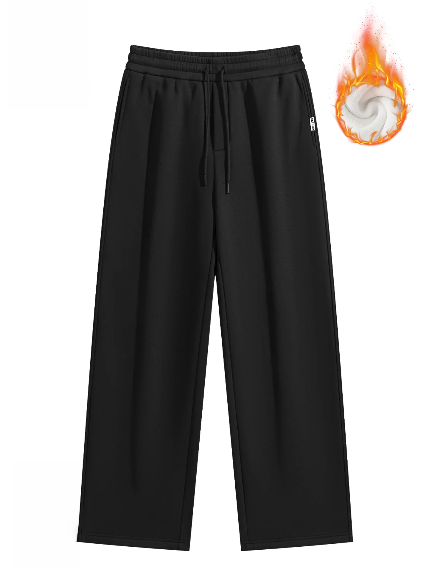 

Men's Winter Thiened Fce Lined Loose Casual Bla Pants Straight Leg mid Waist Cotton Polyester Blend