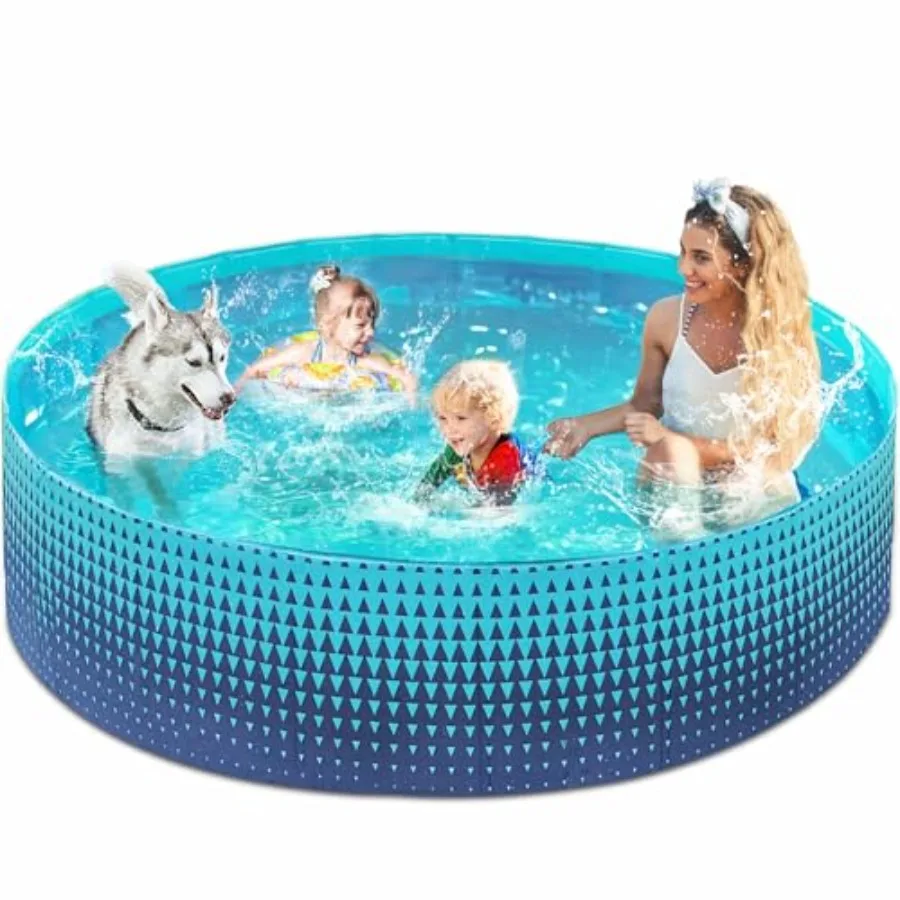

Foldable Dog Kiddie Pool - Hard Plastic Paddling Pool Toddler Baby Swimming Pools for Backyard Collapsible Whelping Box Pet Dog