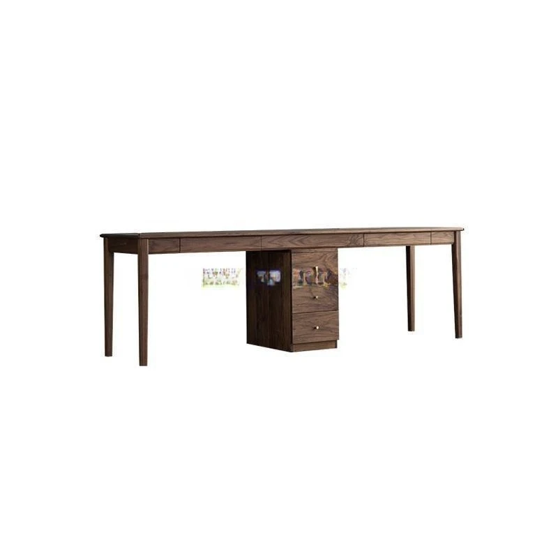 

All solid wood North American, black walnut double, modern simple extended one-piece desk