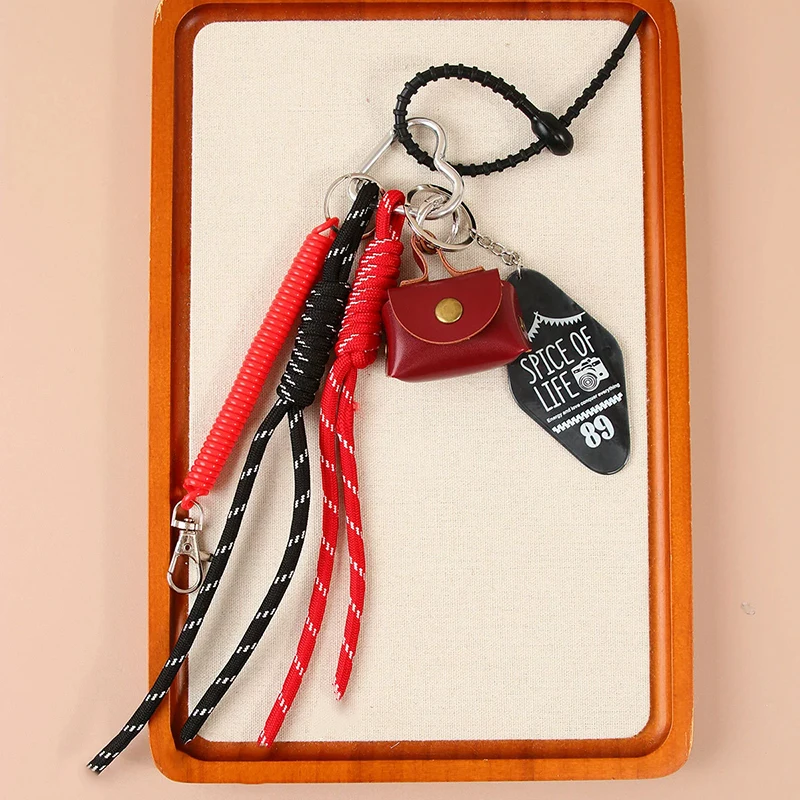 

Сумка из нейлоновой веревки ручной работы, милый брелок для ключей, эстетический брелок, аксессуар для сумки, рюкзака, автомобильные подвески