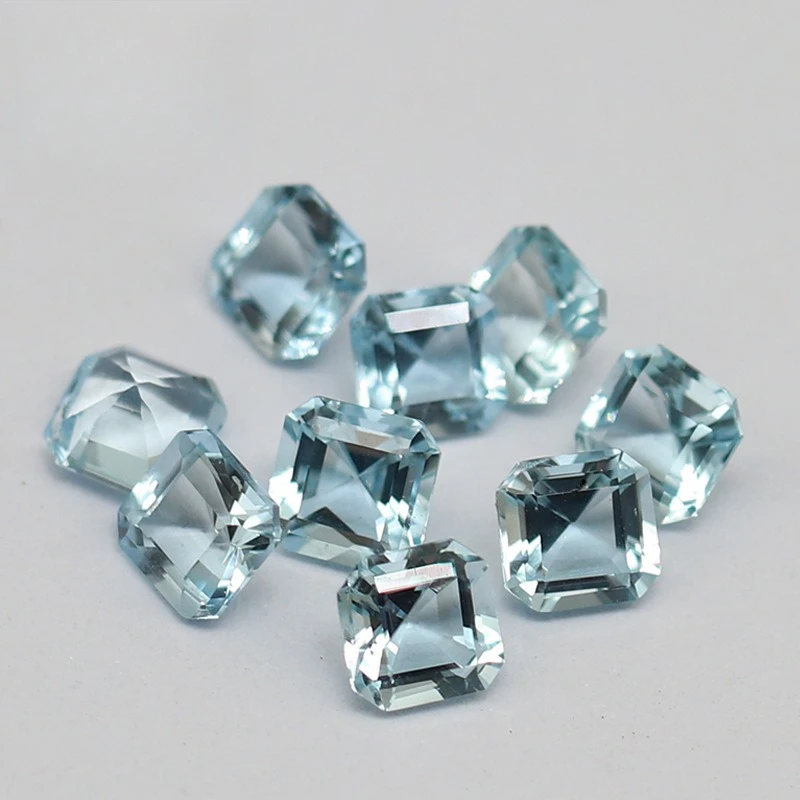 Ins Hot Sale/3A Natural Aquamarine Square Asci Lathe, Jewelry Inlay Color Is Correct