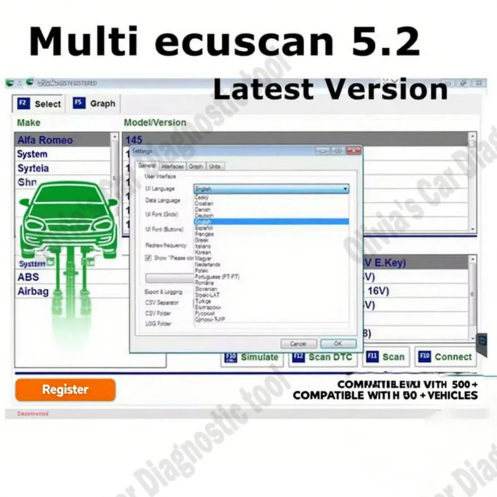 

Multiecuscan V5.2 Car accessories Registered Unlimited Keygen for OBD2 Scanner Multi Ecu work for ELM327 OBDII Diagnostic Tool