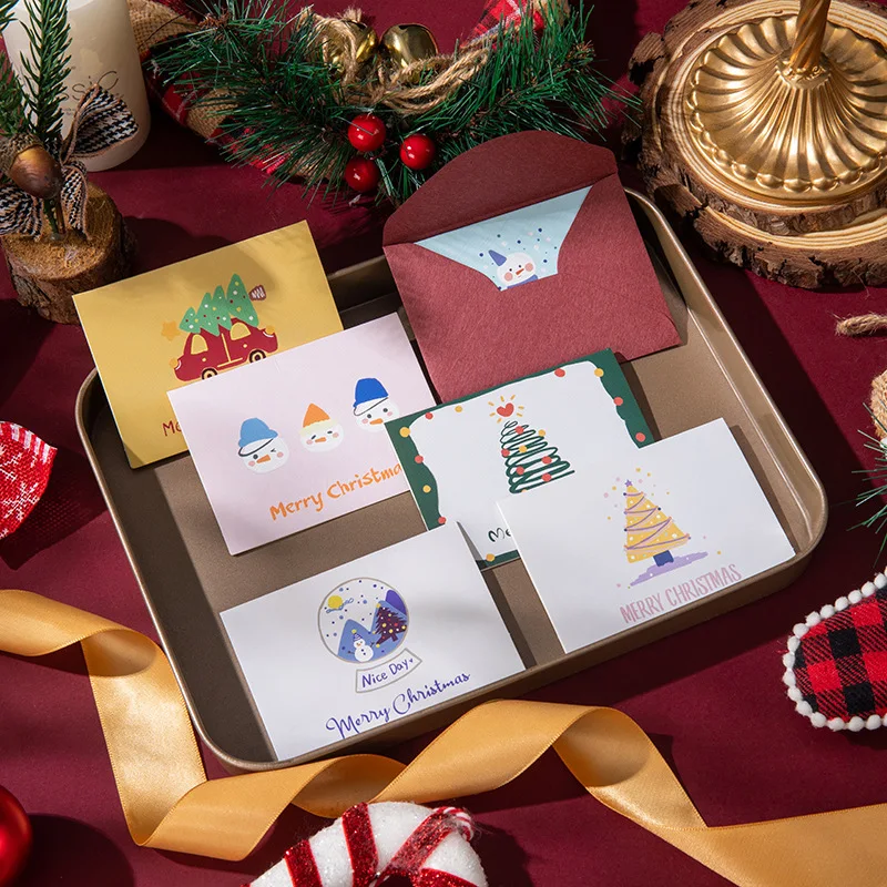 6 sztuk wesołych świąt Mini kartki z życzeniami dzieci nowy rok karty upominkowe Natal Navidad 2022 Xmas dekoracje świąteczne pocztówka