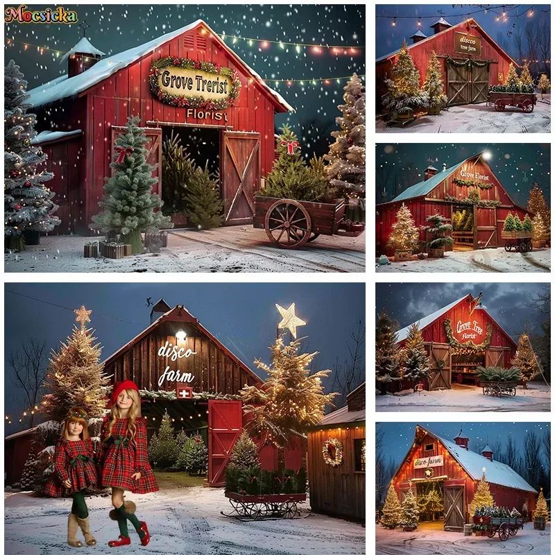 Mocsicka Photography Background Merry Christmas Xmas Tree Warehouse Backdrop Birthday Portrait Cake Smash Photo Banner Prop