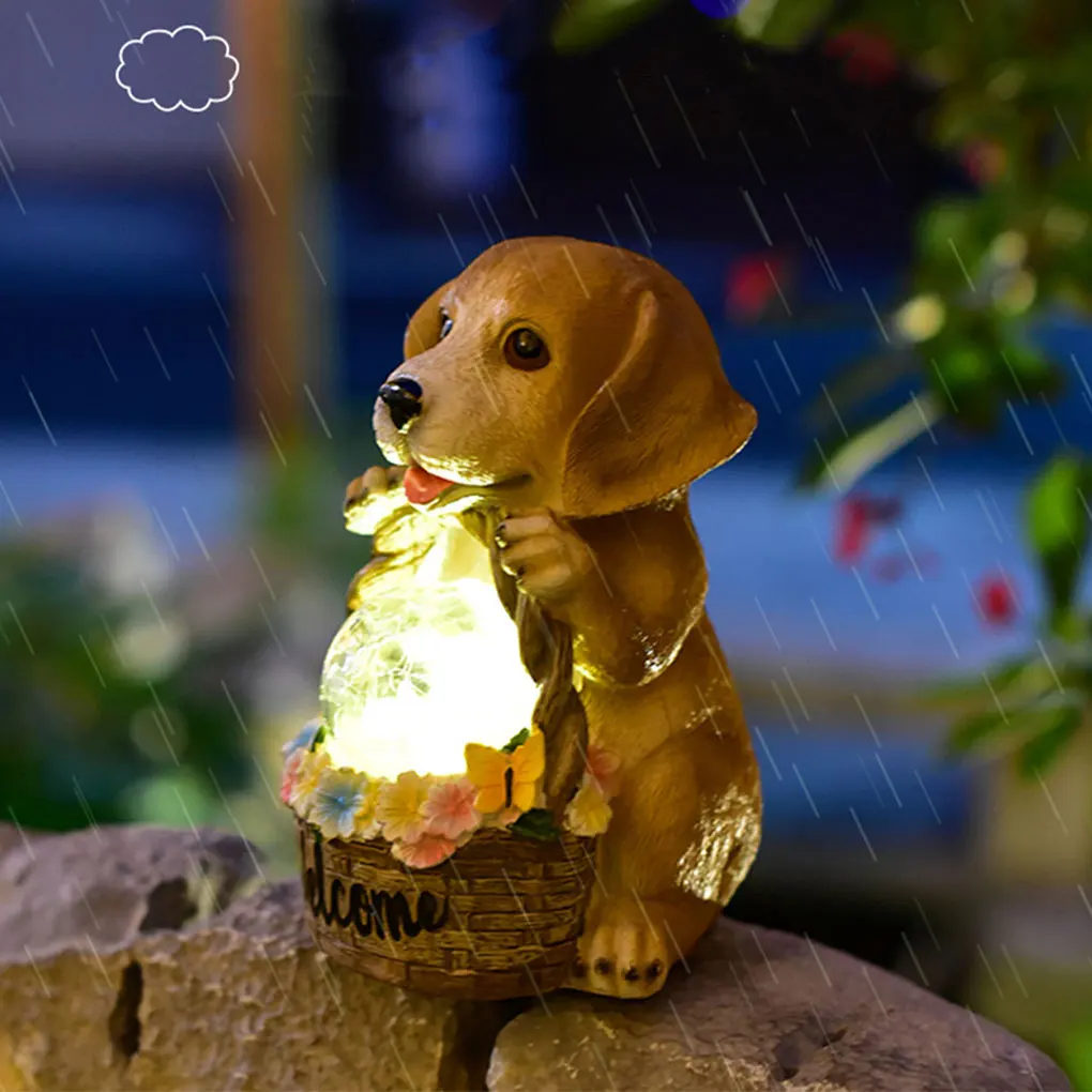 

Unique Garden Art Decoration Dog Statues For Outside Home Beautiful Exterior Garden Solar Sculpture Decoration