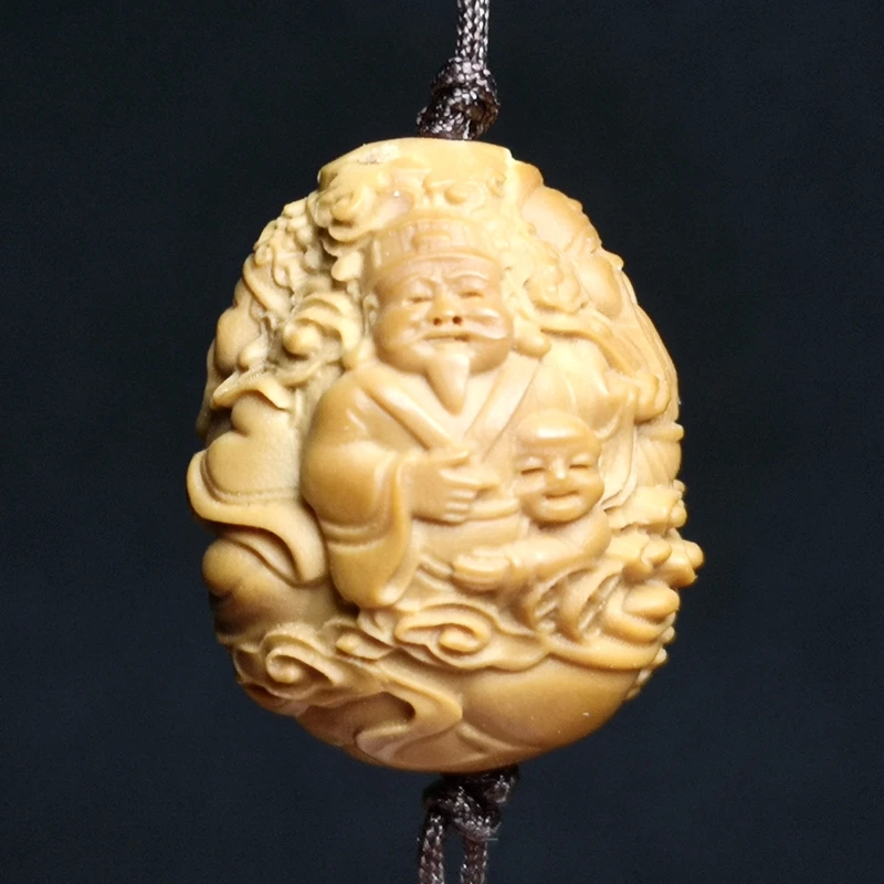 YIZHU CULTUER ART Size 2.4 × 1.9 cm Chinese Hand-carved Olive 5 Buddha Statue Lucky Netsuke Pendant Gift