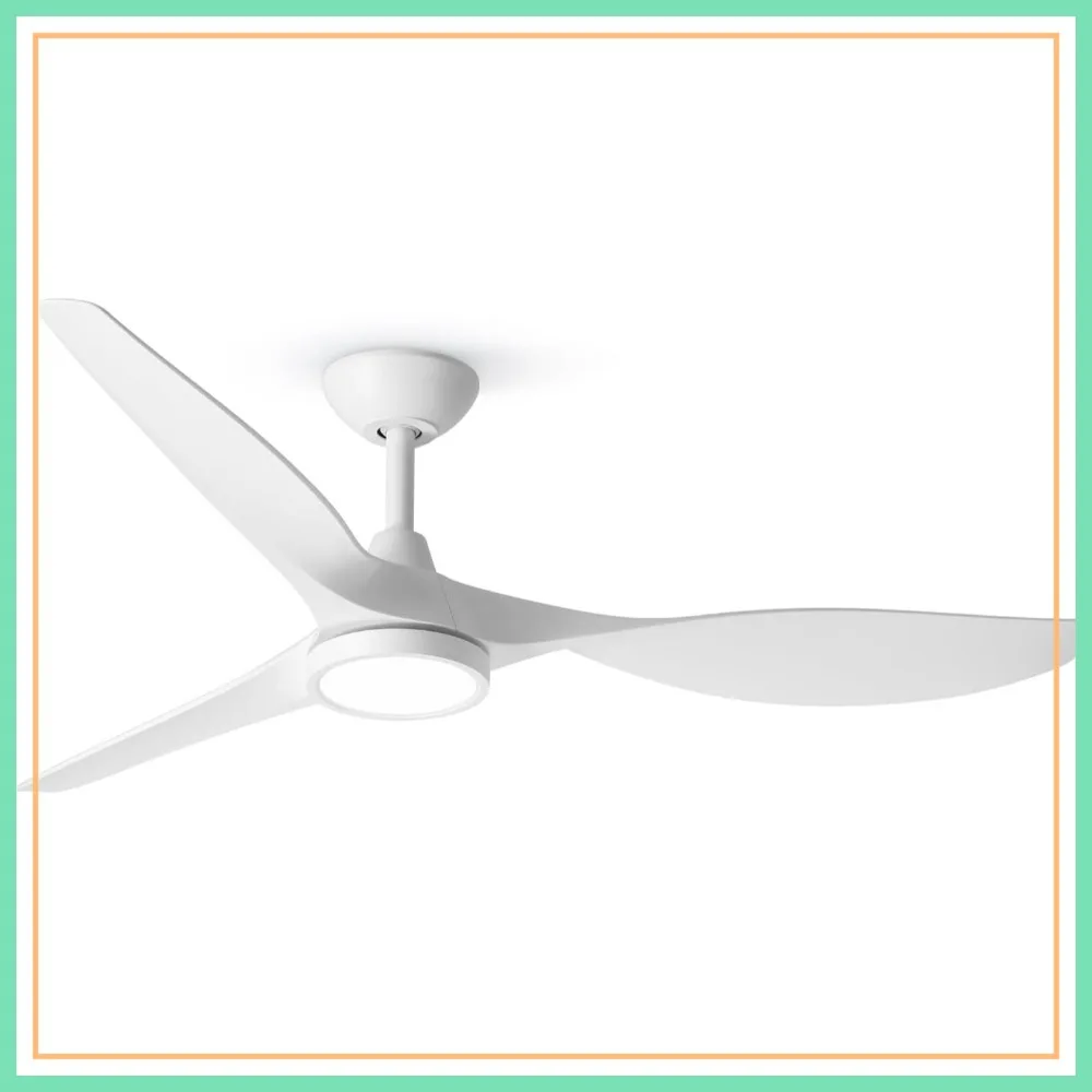

52" Ceiling Fan with Lights, Large Airflow, Quiet Reversible DC Motor, 3-Color LED, White