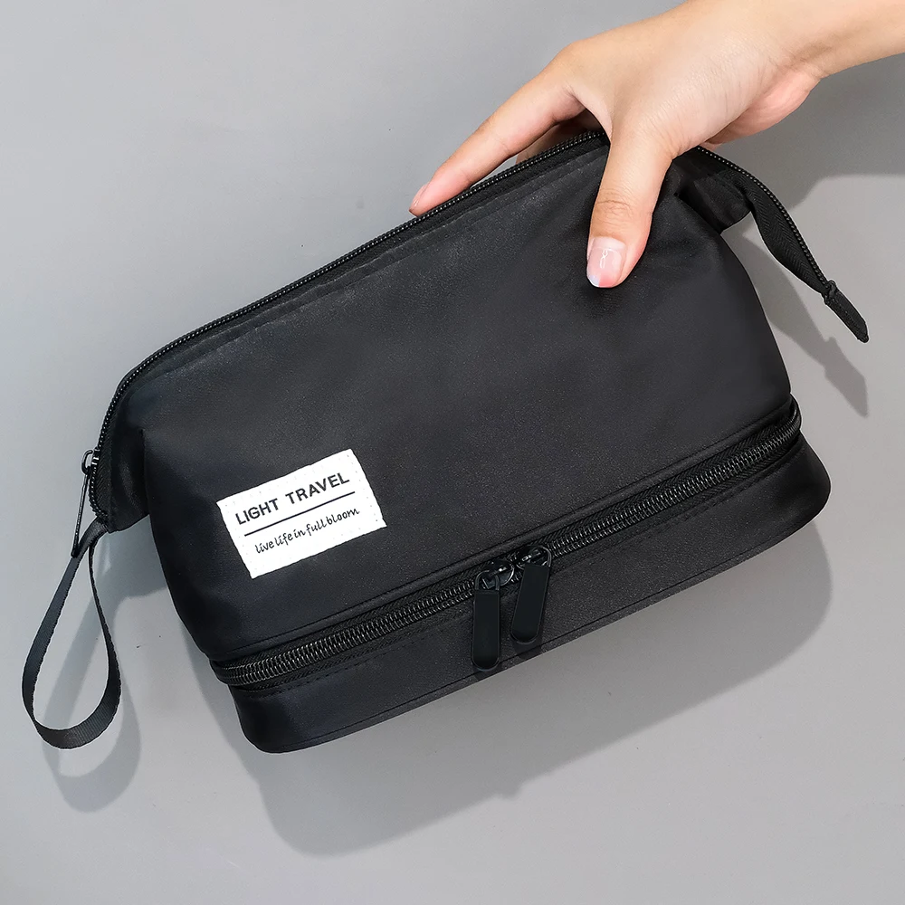 Borsa per pennelli cosmetici portatile da viaggio Borsa per trucco impermeabile a doppio strato di grande capacità Borsa per articoli da toeletta da