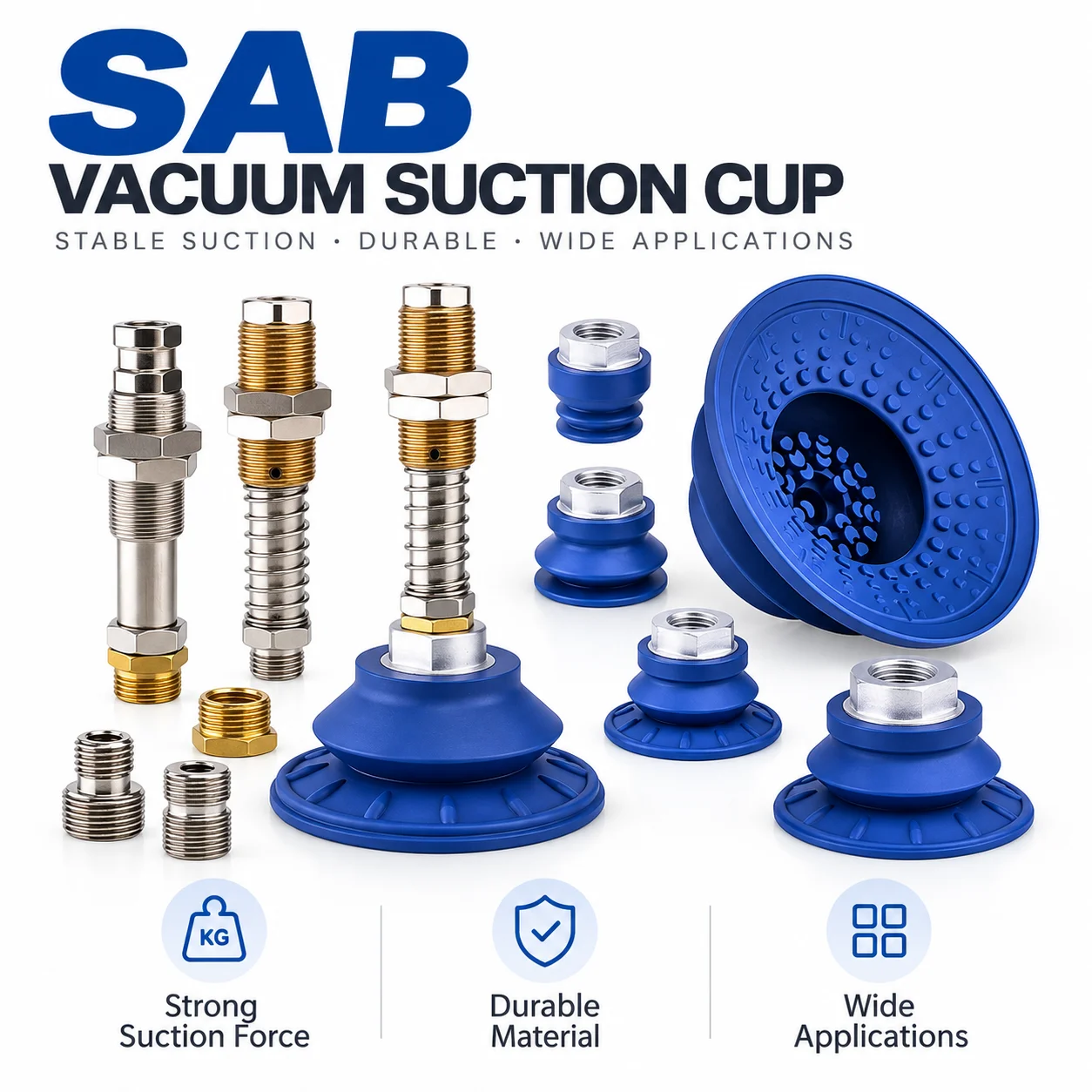 SAB Series Vacuum Suction Cup SAB22/30/40/50/60/80 Industrial Parts Mechanical Arm Corrugated Strong Suction Cup Nitrile Rubber