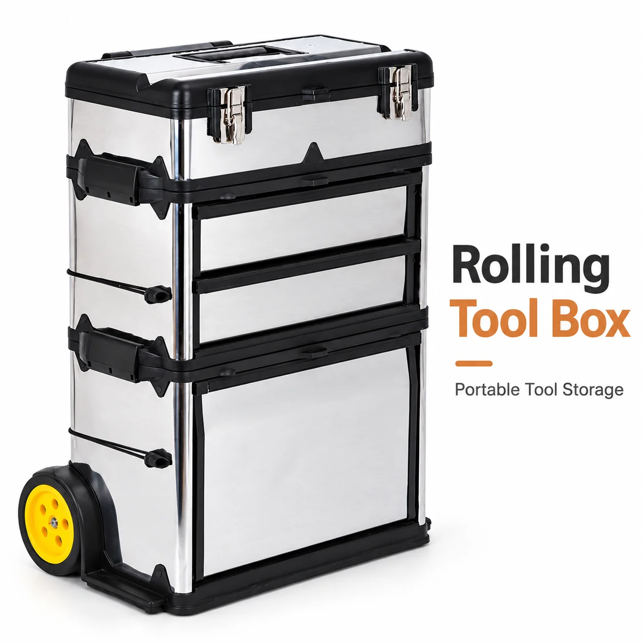 AOLIVIYA Rolling Tool Box With Wheels Portable Tool Chest 3 Tier Detachable Tool Storage Cabinet With Drawers For Garage