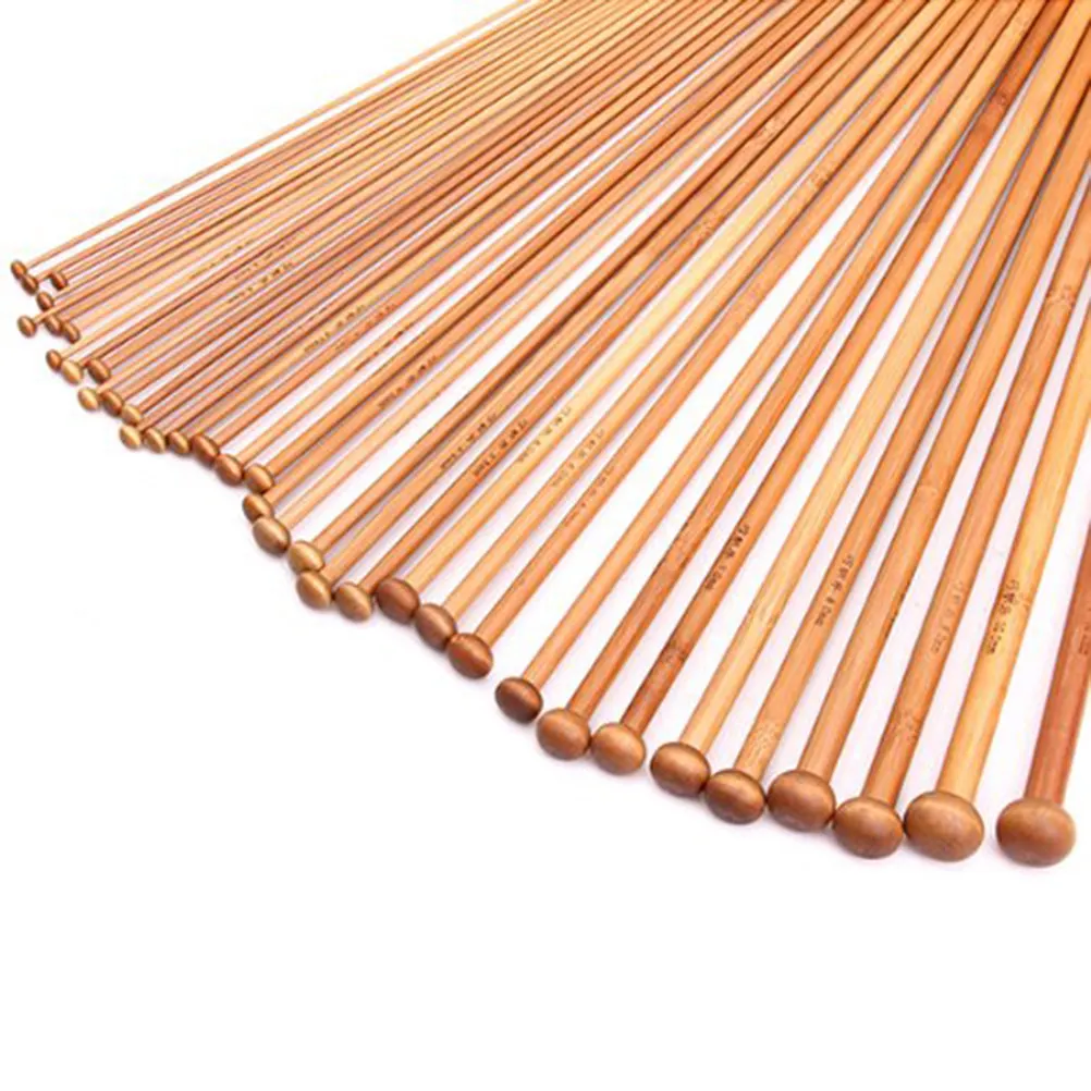 36Pcs Single Pointed Bamboo Knitting Needles Set 2.0mm to 10.0mm 18 Metric Sizes Permanently Marked Smooth Glide