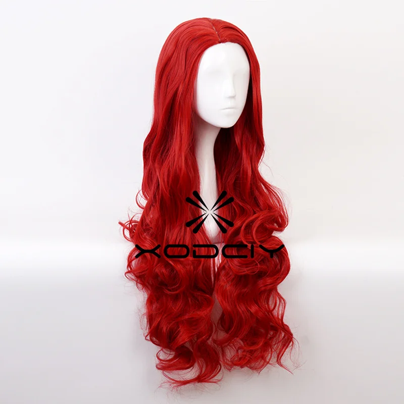 75 cm Rode Lange Pruik voor Meisjes Vrouwen Cosplay Pruik voor Aquaman Mera Hittebestendige Synthetische Pruik voor Halloween Cosplay Party