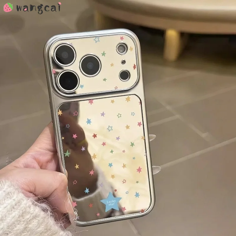 Silver Mirror Phone Case For Samsung Galaxy A12 M12 A11 M10S M07 F07 F70E M17E F05 A04E F04 S20 FE Lite Colorful Star Soft Cover