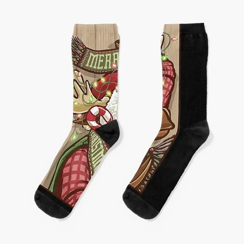 

Moose merry christmoose christmas gift Socks Rugby Soccer gift hiphop Socks Women's Men's