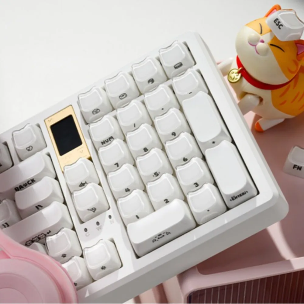 MiXingRen Crystal Jelly Cat Theme Keycaps Set Cute Kawaii Transparent ABS Side Carving MAO Profile MX Stem Mechanical Keyboard